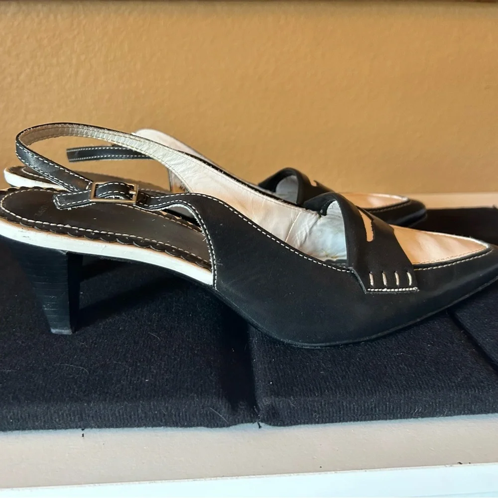 Lands End spectator pumps.  Black and White. Kitten heel, size 9.5. - Picture 3 of 11